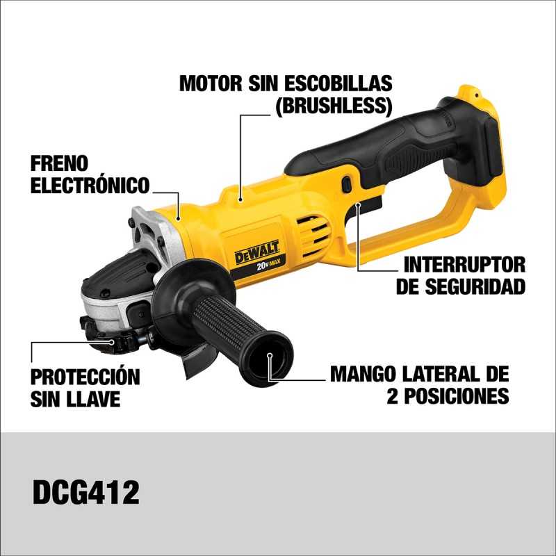 Esmeril Angular Inalámbrico DeWalt DCG412M2 B2 4 1 2 20V MAX BRUSHLESS