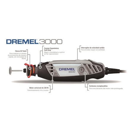 Dremel 3000 con 10 Accesorios F0133000PD - Herramienta Rotativa Versátil