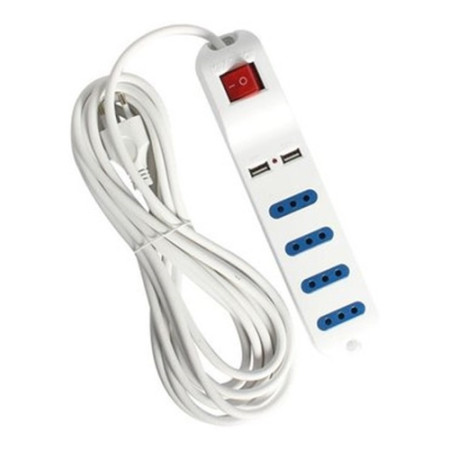 Alargador multiple electrico 1.5 MT 2 USB Blanco