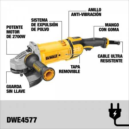 Esmeril Angular 7" 2.700W DeWalt DWE4577-B2C