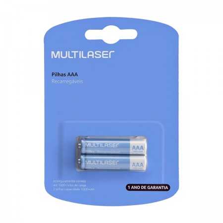 Pilas Recargables AAA Multilaser 1000 mAh - Pack de 2 Unidades