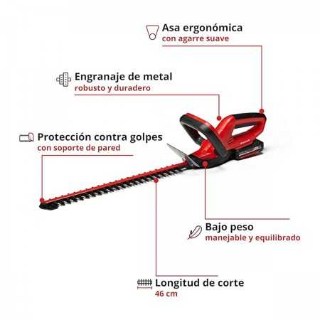 Cortasetos Inalámbrico 18V Einhell GC-CH 1846 Li Kit