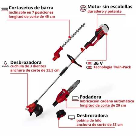 Podadora Multifuncional Einhell GE-LM 36/4in1 Li-Solo 3410901